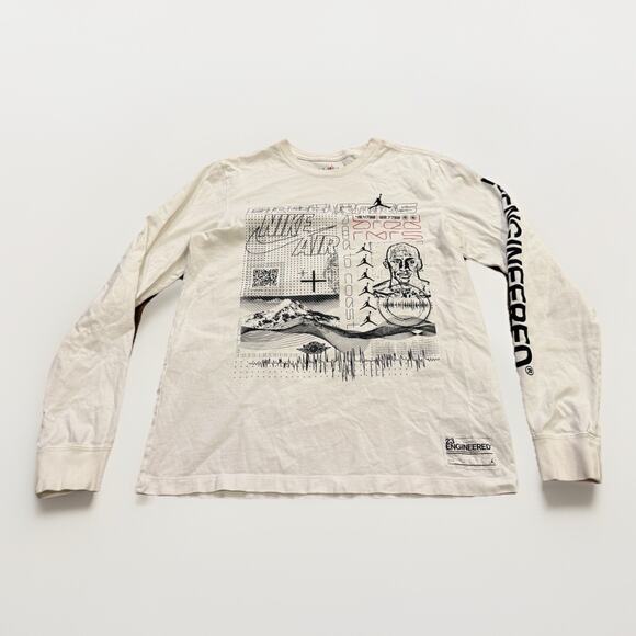 Jordan Mens White Long Sleeve 23 Engineered Jumpman Casual Shirt Size M MEDIUM - Picture 1 of 11